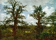 Caspar David Friedrich Landscape with Oak Trees and a Hunter oil painting